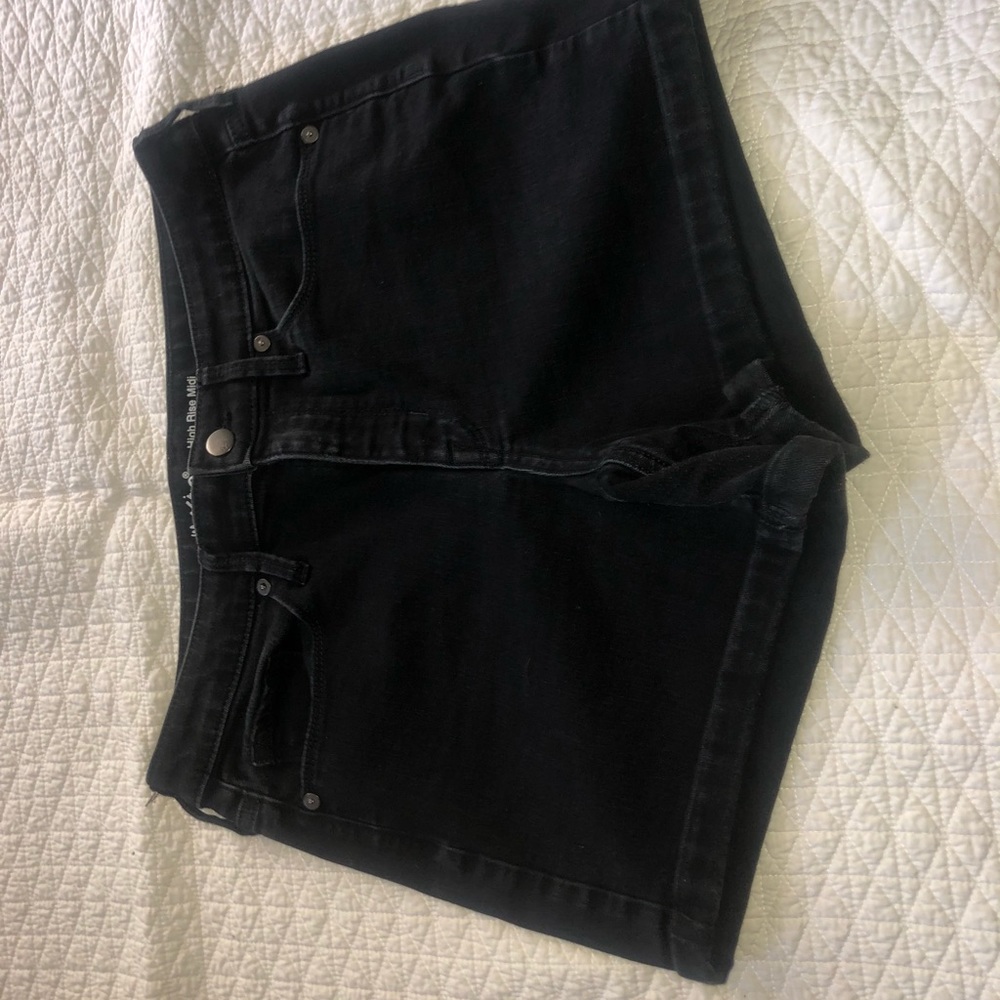 Black denim shorts